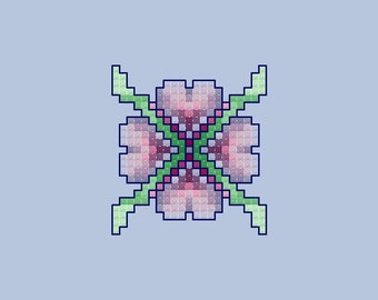 Heart Flower Cross Stitch Pattern PDF Digital Download