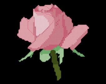 Pink Rose Cross Stitch Pattern PDF Digital Download