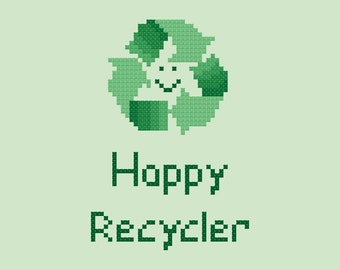 Happy Recycler Easy Cross Stitch Pattern PDF Digital Download