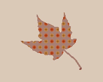 Fall Leaf Cross Stitch Pattern left Emailed in PDF Format