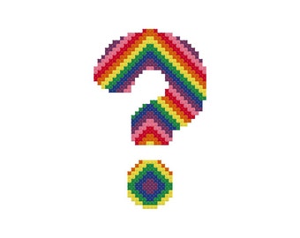 Rainbow Question Mark Easy Cross Stitch Pattern PDF Digital Download