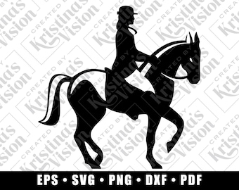 Elegant Dressage Horse Silhouette | Hand-drawn Female Horse Rider | PNG PDF Eps SVG Dxf for Cricut, Canva, Procreate Decal Sticker Stencil
