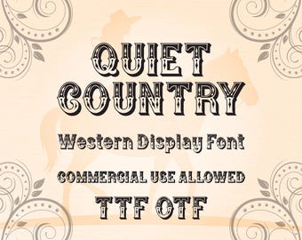 Fuente Quiet Country Western / Fuente Cowboy / Fuente Salvaje Oeste / Fuente Rodeo / Fuente Retro / Fuente Vintage Americana / Para Cricut Canva Procreate