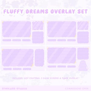 Fluffy Dreams Overlay Bundle | Pink Cloud Stream Aesthetic | Cute Pink Twitch Overlay Set | Cozy Twitch Stream