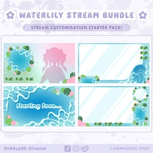 Waterlily Stream Set | Cute vtuber pack | Fully customizable Individual Assets + Premade Overlays