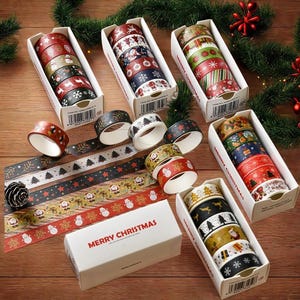 Christmas Washi Tape Set, weihnachtliche Washi Tapes verschiedene Farben, Weihnachten