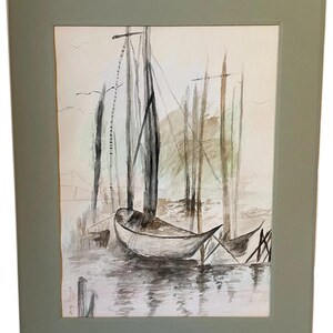 Dipinto di barca a vela: acquerello originale di Daryl C. Rihanek