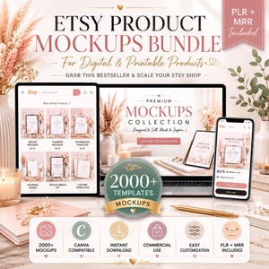 Etsy Listing Mockup Bundle, Editable Canva Product Mockups, Etsy Shop Thumbnail Templates, Canva Digital Marketing Kit, Instand Download