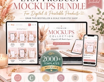 Etsy-listningsmockuppaket, redigerbara Canva-produktmockups, Etsy-butiksminiatyrmallar, Canva digitalt marknadsföringskit, direktnedladdning