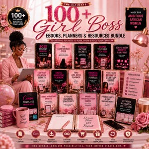 100+ Lady Boss PLR eBooks & Planners Template Mega Bundle, Canva Editable Template, MRR Resell Right, Product Business Kit, Instant Download