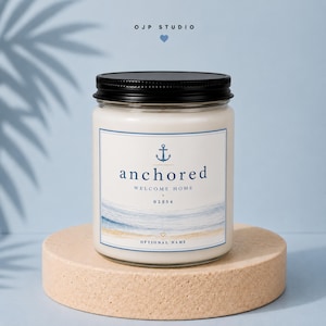 Anchored Candle | Personalized Coastal Housewarming Gift | Realtor Closing Gift | New Home Candle with Zip Code | Welcome Home Gift