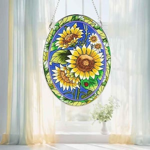 Handcrafted Sunflower Stained Glass Suncatcher – Elegant Window & Garden Hanging Decor