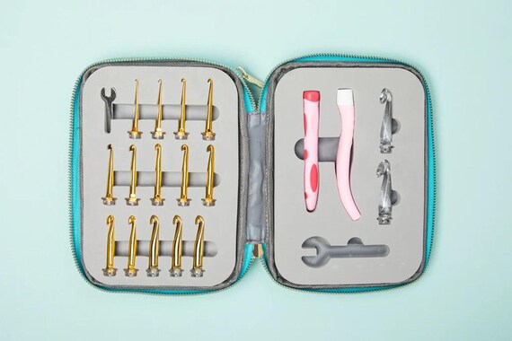 Premium Light Up Crochet Hook Kit, Rechargeable, Ergonomic LED Aluminum Hooks