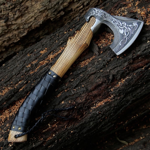 Hache Viking forgée à la main DD-VikingAxe-106 Northmen Tomahawk acier au carbon