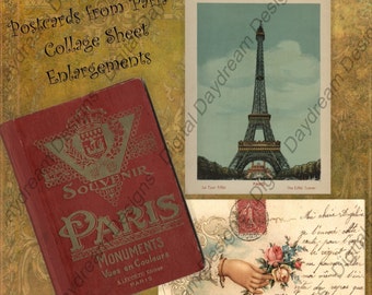 Instant Download Printable Collage Sheet - ATC ACEO 2.5 x 3.5 size - Postcards from Paris