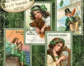 Printable St Patricks Day Instant Download Large Format Postcards Complete Set