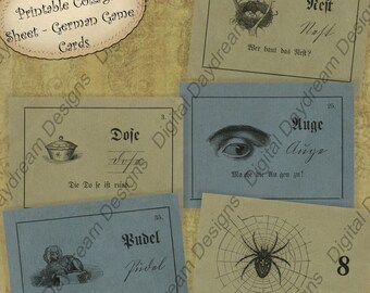 Instant Download afdrukbare digitale Collage Sheet - Duitse gamekaarten 3,25 x 4.5