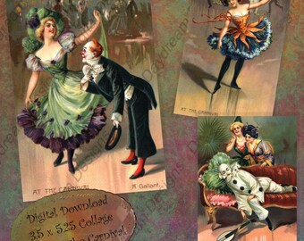 Instant Download afdrukbare op de carnaval Collage Sheet Set 3.5 x 5,25-inch digitale Download