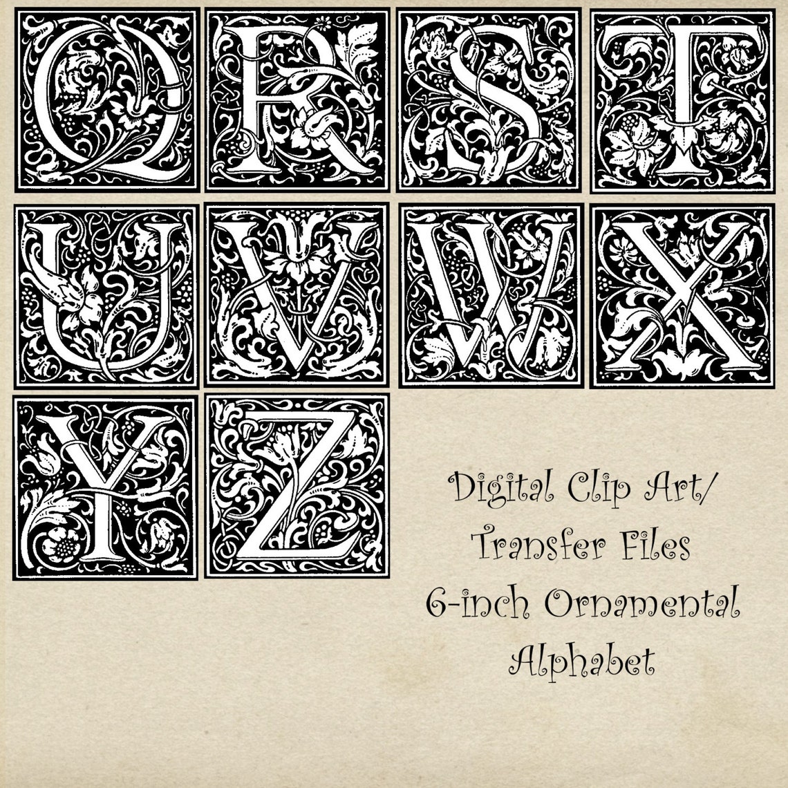 Instant Download Digital Printable Fabric Transfer Designs Large Ornate ...