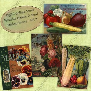 Instant Download Printable Garden Seed Catalog Cover Collage Sheet Set 2