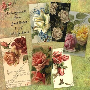 Instant Download Printable Collage Sheet 1 x 2 size - Just Roses