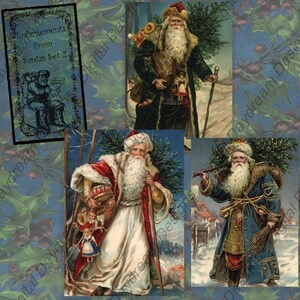 Instant Download Digital Printable Collage Sheet - ATC 2.5 x 3.5 size - Christmas - Santas Set 2