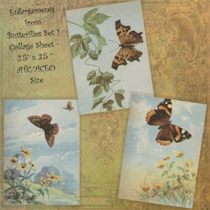 Instant Download Digital Printable Collage Sheet 2.5 x 3.5 ATC ACEO size - Butterflies Set 1