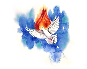 Holy Spirit Dove Flame Pentecost Confirmation Catholic Waterproof Vinyl Sticker