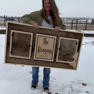 Custom Genuine Cowhide Family Photo Sign – Branded or Engraved | Western Decor | Personalized Wall Art