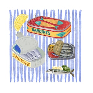 sardine cans png | fisherman aesthetic core | fish art | italian summer screen printing | dtg dtf clipart sublimation diy craft | coastal