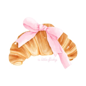 croissant pink bow png | słodkie dziewczęce cyfrowe clipart | francuski projekt jedzenia | do druku | natychmiastowe pobranie | sublimacja dtf dtg | koszulka z nadrukiem diy craft