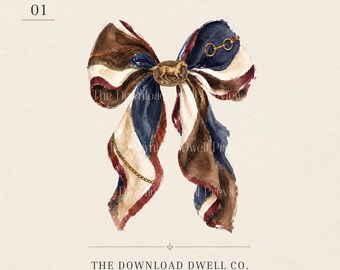 Equestrian Bow PNG, Watercolor Horse Ribbon Digital Download, Preppy Western DTF Design