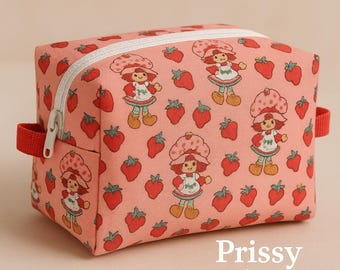 Handmade Strawberry Everything Boxy Bag, coin pouch, wristlet and Cross body bag.