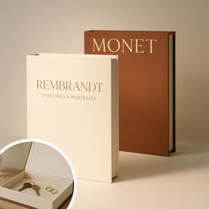 Linen Decorative Faux Books with Storage, (2-Pack, Beige/Brown) Home Decor Organizers, for Coffee Tables and Bookshelves.