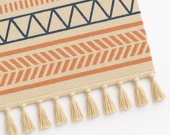 2x6 Washable Runner Rug – Cotton Blend Flatweave Low Pile, Non-Shedding Carpet with Geometric Boho Rug Design for Hallway, Kitchen, Entryway