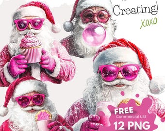 Leuke Santa Clipart Bundel: PNG-afbeeldingen van kersteten (digitale download)