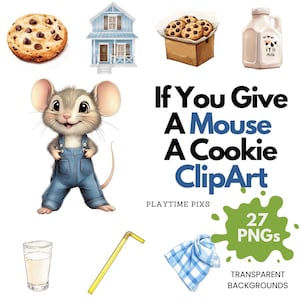 Mouse and Cookie Clipart: Storybook PNG Images (Digital Download)