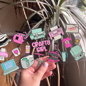 Crafty Girl uv dtf Cup Wrap - UV DTF Wrap - Snowglobe Cup Wrap - Crafty Girl Cricut Cup Gift -  Cup Wrap Ready to Apply  - #054