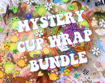 Mystery Cup Wrap Bundle - Snowglobe Cup Wrap Mystery Bundle - UV DTF Bundle - Ready to Apply Cup Wrap - Cup Wrap Bundle