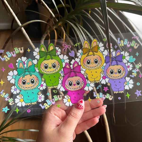 Bubu Monster Cup Wrap 2 - UV DTF Wrap - Snowglobe Cup Wrap - Cute Cup Wraps -  Monster Cup Wrap Ready to Apply  - #095