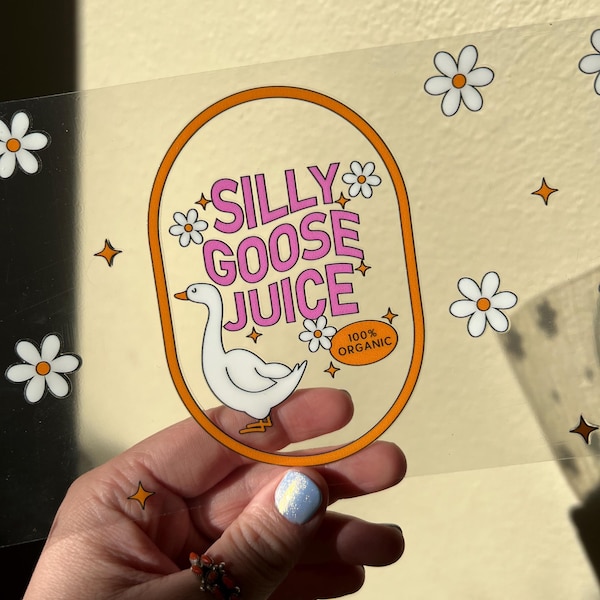 Silly Goose Juice 16oz Cup Wrap - UV DTF Cup Wrap - Querky Cup Wrap - Snowglobe Cup Wrap - Funny Cup Wrap Ready to Apply Cup Wrap - #005