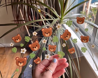 Hawaiian Bear uv dtf Cup Wrap - UV DTF Cup Wrap - Snowglobe Cup Wrap - Bear Cup Wrap - Ready to Apply  - #034