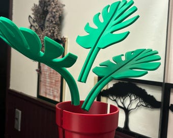 Organizador de espejo Monstera impreso en 3D: Organizador de baño con temática de la jungla