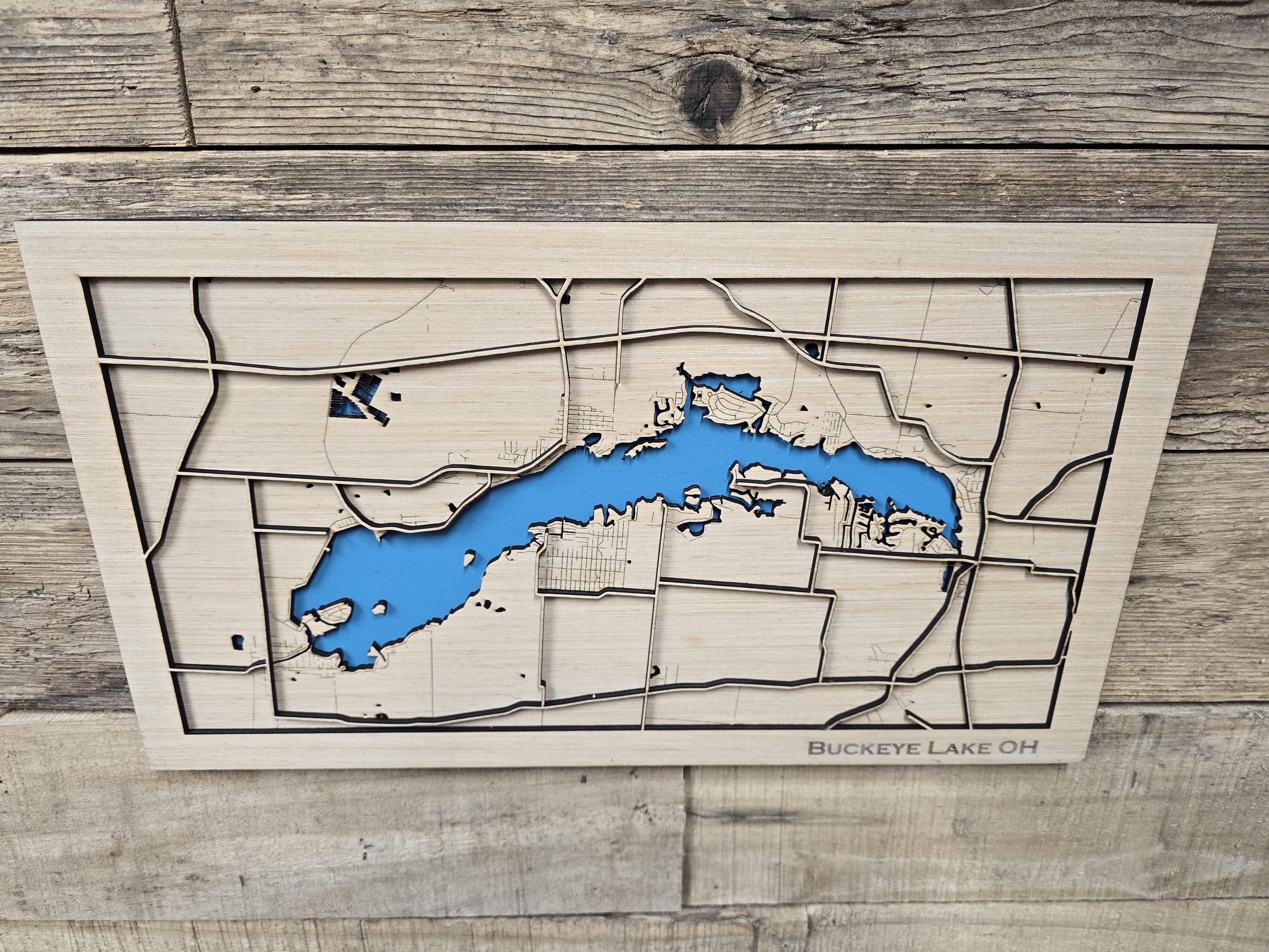 Ohio Layered Map Buckeye Lake Ohio Layered Lake Map SVG Laser Cutting File (digital ...