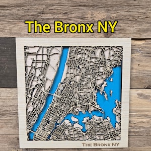The Bronx Layered Wood Map: Laser Cut 3D City Map (SVG File)