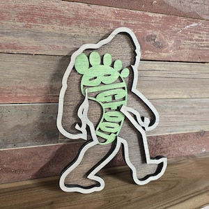 Sasquatch layered svg laser file, Bigfoot footprint svg, 3d sasquatch svg, yeti laser cutting file, bigfoot sign svg, bigfoot wall art svg