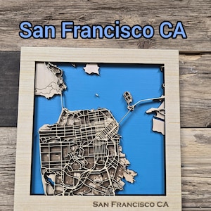 Fichier svg de carte en couches de San Francisco, carte de la ville de San Francisco svg, fichiers de carte en couches, cartes pour la découpe laser, carte en bois 3D svg, fichiers pour lasers