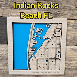 Indian Rocks Beach Florida Layered Wood Map SVG File (Digital Download)