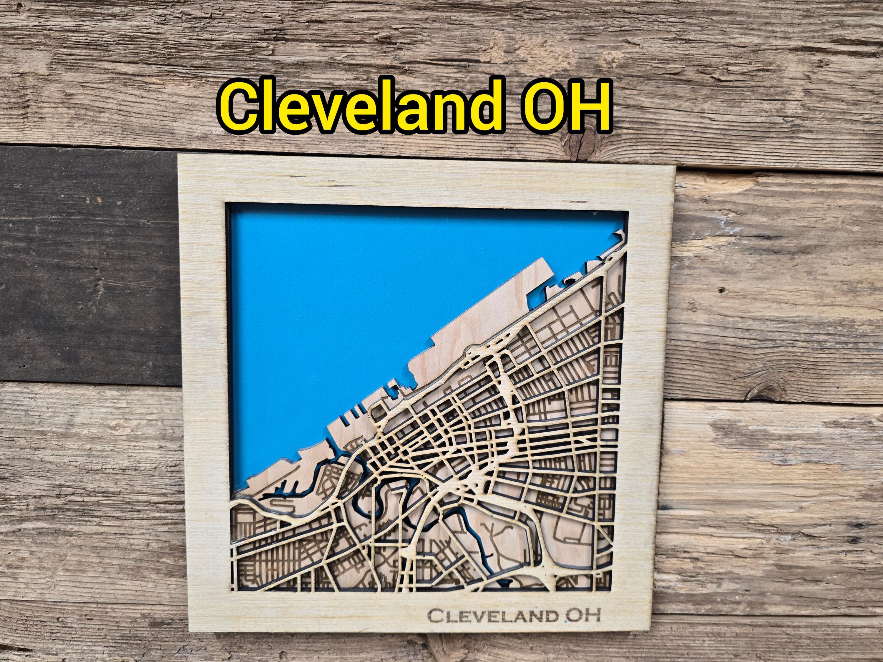 Ohio Layered Map Cleveland Ohio Layered Map SVG File: Laser Cut City Map (digital ...