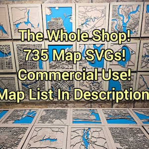 Laser Cut Map SVG Files: City & Lake Maps (Digital Download)